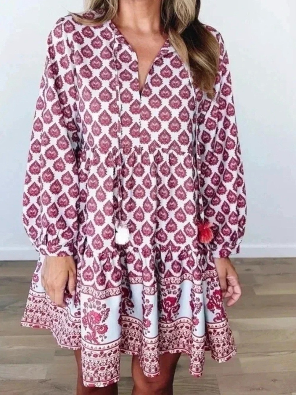 Zara Rose Pink Floral Tiered Mini Dress